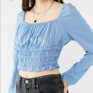 Urban Outfitters Smocked Long sleeve Crop Top